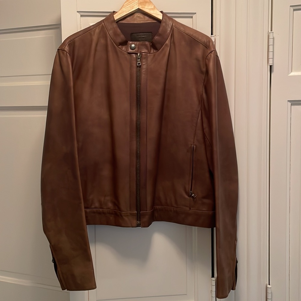 Mens brown leather Prada jacket size 54